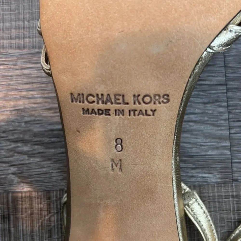 Michael Kors Gold Metallic Sandal Slingback Heels size 8 - Picture 6 of 7